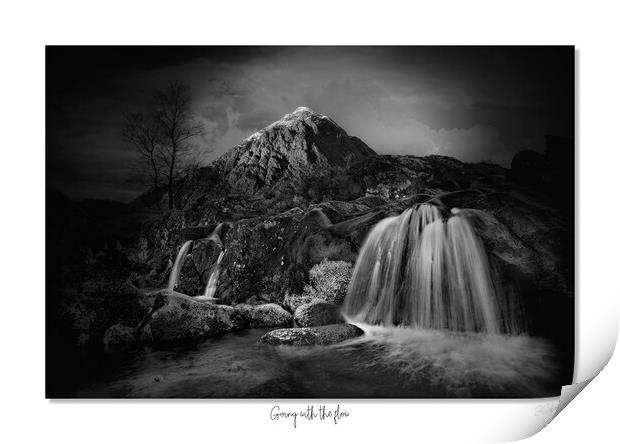Going with  the flow Scotland , Highlands, mono Print by JC studios LRPS ARPS