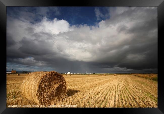 Hay Bale near Douneray Nuclear Power Station, Caithness, Scotland Framed Print by Geraint Tellem ARPS