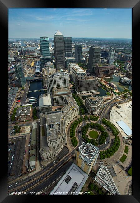 Canary wharf on the Isle of dogs aerial view Framed Print by Kevin Allen