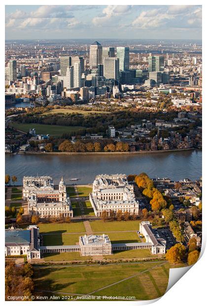 Greenwich and Isle of dogs . Print by Kevin Allen