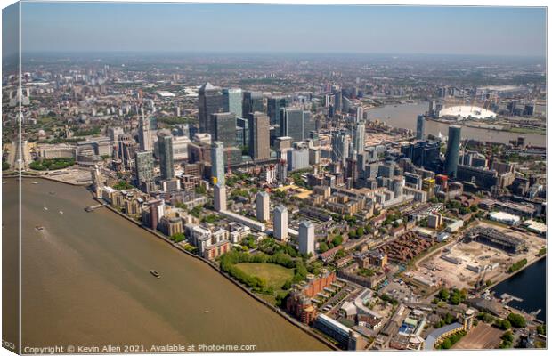The Isle of Dogs, Canary Wharf  Canvas Print by Kevin Allen