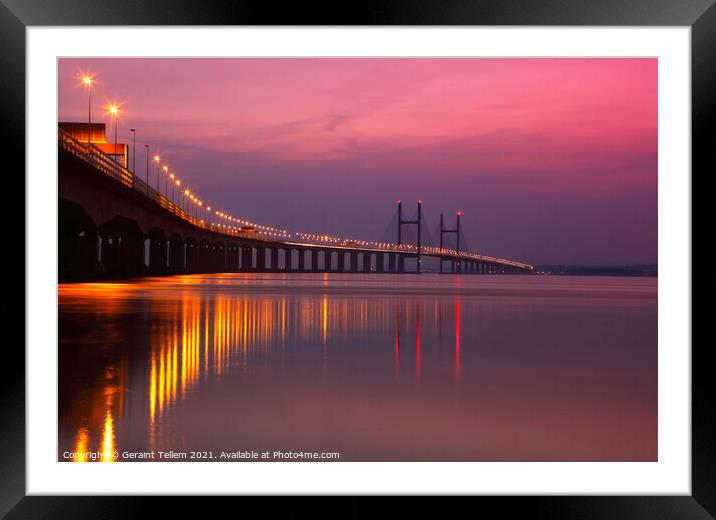 Prince of Wales Bridge and Welsh Coast from Severn Framed Mounted Print by Geraint Tellem ARPS
