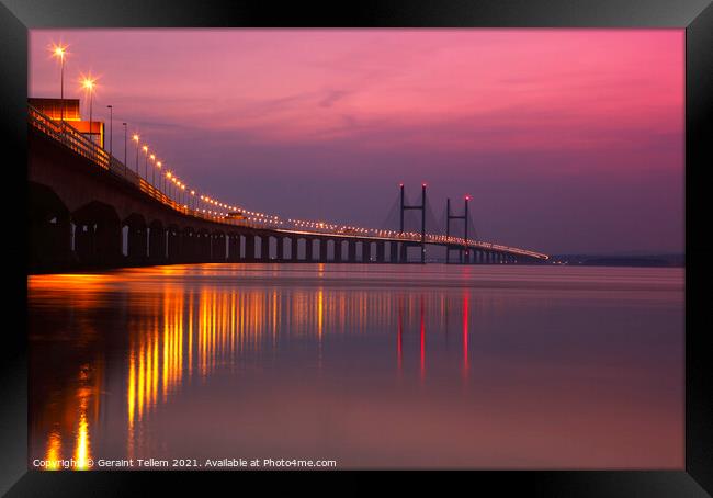Prince of Wales Bridge and Welsh Coast from Severn Framed Print by Geraint Tellem ARPS
