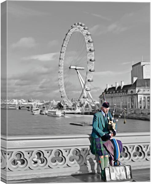 BAGPIPES IN LONDON Canvas Print by LG Wall Art