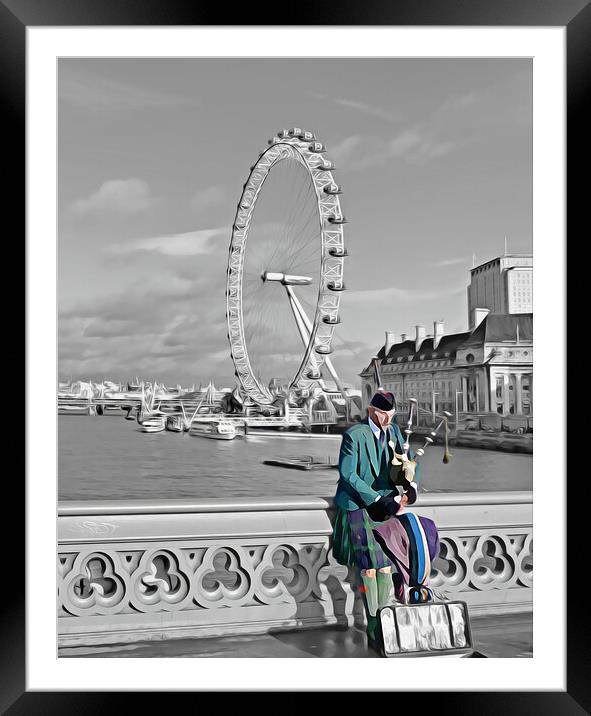 BAGPIPES IN LONDON Framed Mounted Print by LG Wall Art