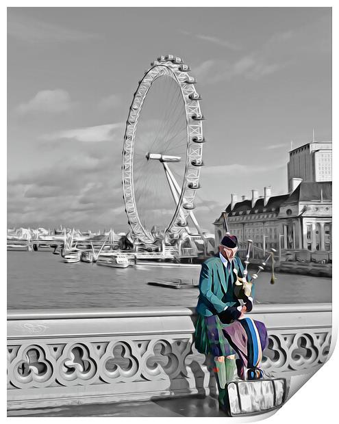 BAGPIPES IN LONDON Print by LG Wall Art