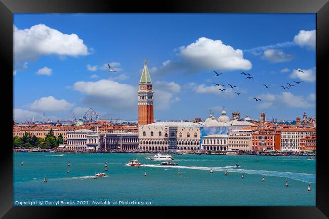 Canal and St. Marks in Venice Framed Print by Darryl Brooks