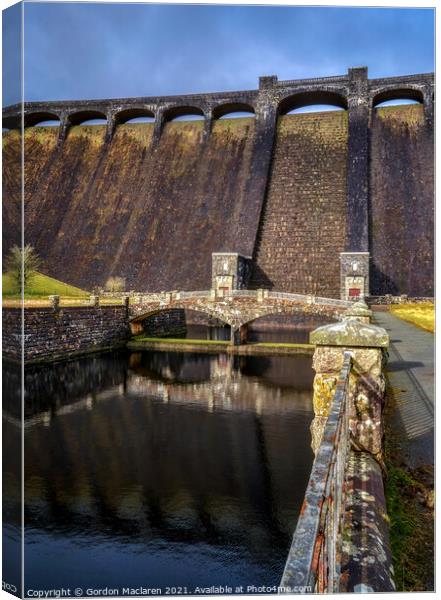 The Claerwen Reservoir Dam in Powys Canvas Print by Gordon Maclaren