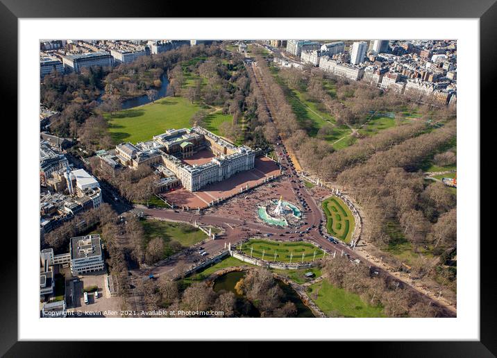 Helicopter view of Buckingham Palace Framed Mounted Print by Kevin Allen