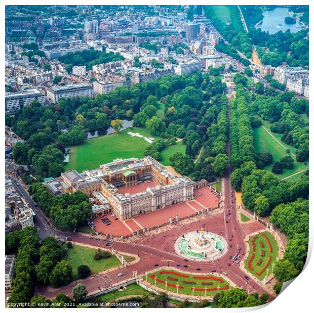 Aerial view of Buckingham Palace Print by Kevin Allen