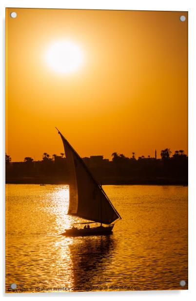 Felucca on the River Nile Acrylic by Graham Prentice