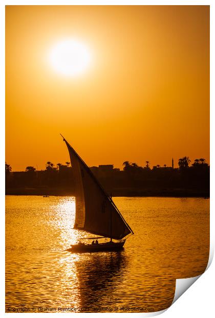 Felucca on the River Nile Print by Graham Prentice