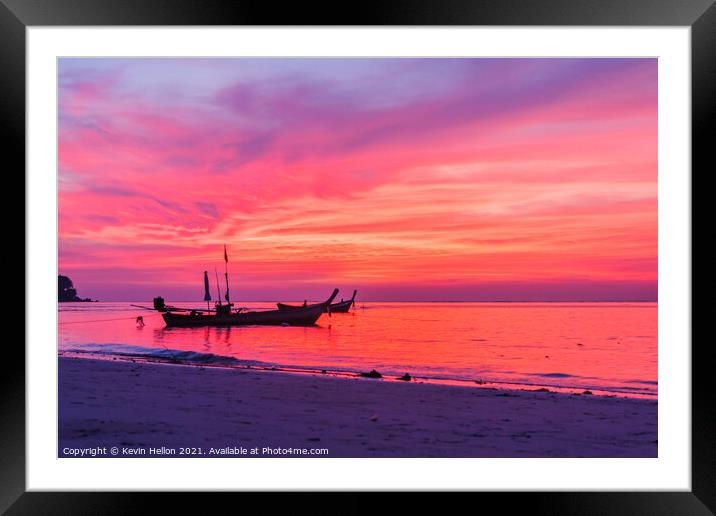 Beautiful red sunset  Framed Mounted Print by Kevin Hellon