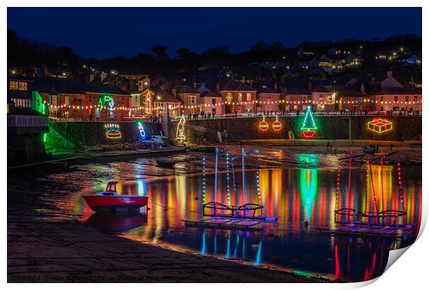 Mousehole Harbour Lights Print by Alan Barker