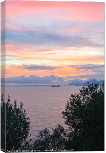 Twilight - Amalfi Coast Canvas Print by Laszlo Konya