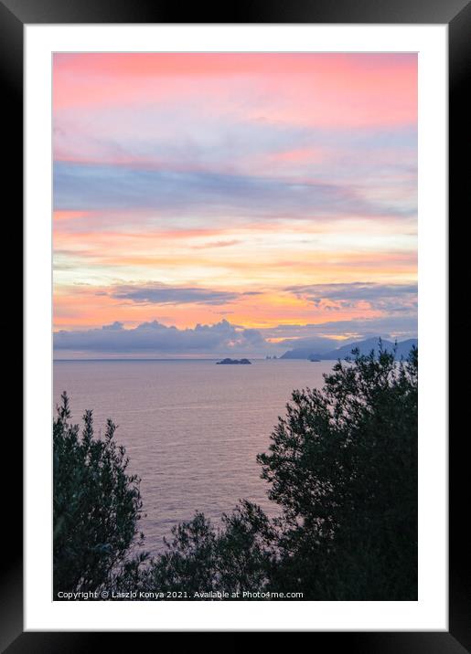 Twilight - Amalfi Coast Framed Mounted Print by Laszlo Konya