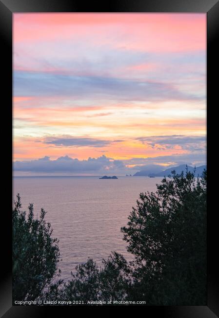 Twilight - Amalfi Coast Framed Print by Laszlo Konya