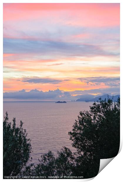 Twilight - Amalfi Coast Print by Laszlo Konya
