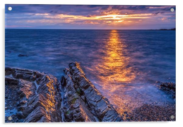 Crackington Haven Sunset, Cornwall Acrylic by David Ross