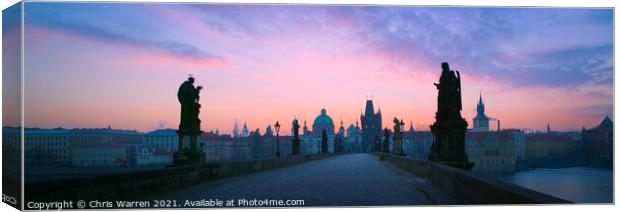 Charles Bridge Prague Czech Republic at dawn Canvas Print by Chris Warren