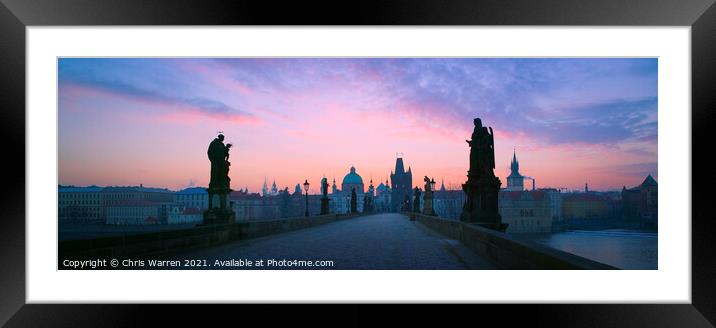 Charles Bridge Prague Czech Republic at dawn Framed Mounted Print by Chris Warren