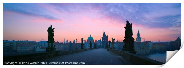 Charles Bridge Prague Czech Republic at dawn Print by Chris Warren