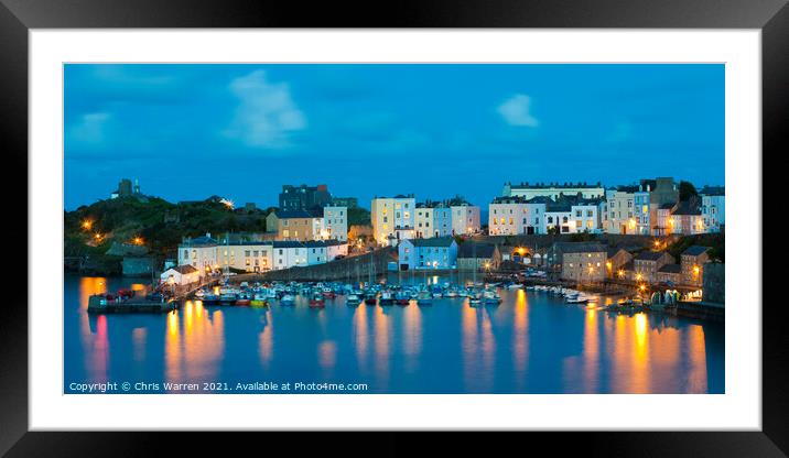 Tenby Harbour Tenby Pembrokeshire Wales at twiligh Framed Mounted Print by Chris Warren