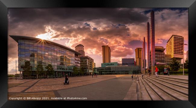 Media City sunset. Framed Print by Bill Allsopp