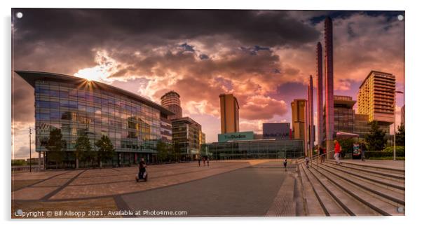 Media City sunset. Acrylic by Bill Allsopp