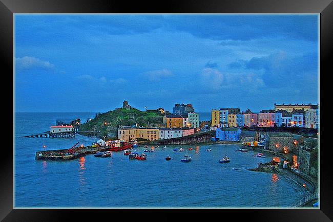 Tenby Harbour Twilight.Pembrokeshire. Framed Print by paulette hurley