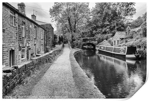 Barge moored on the Huddersfield Narrow Canal Print by Kevin Hellon