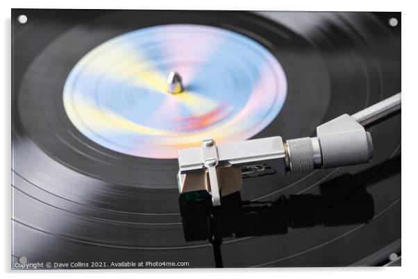Vinyl Record Playing on a Record Player Acrylic by Dave Collins