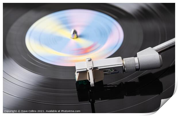Vinyl Record Playing on a Record Player Print by Dave Collins