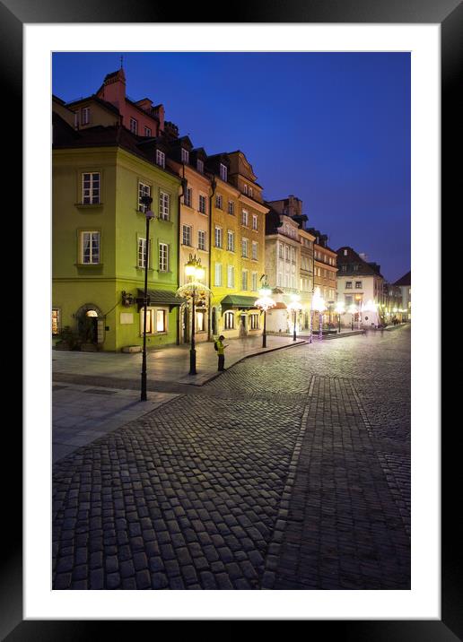 Old Town of Warsaw by Night Framed Mounted Print by Artur Bogacki