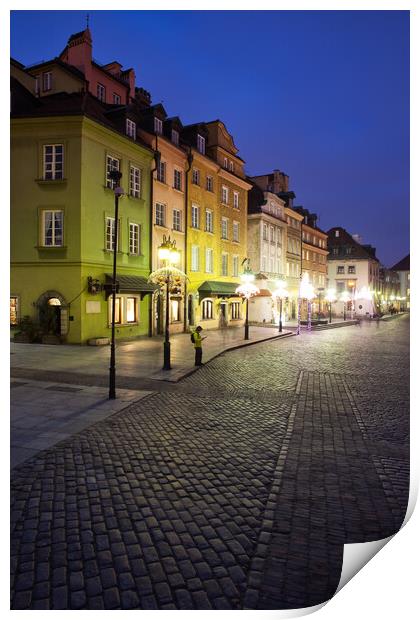 Old Town of Warsaw by Night Print by Artur Bogacki