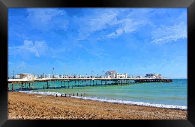 Worthing Pier Painting Framed Print by Geoff Smith
