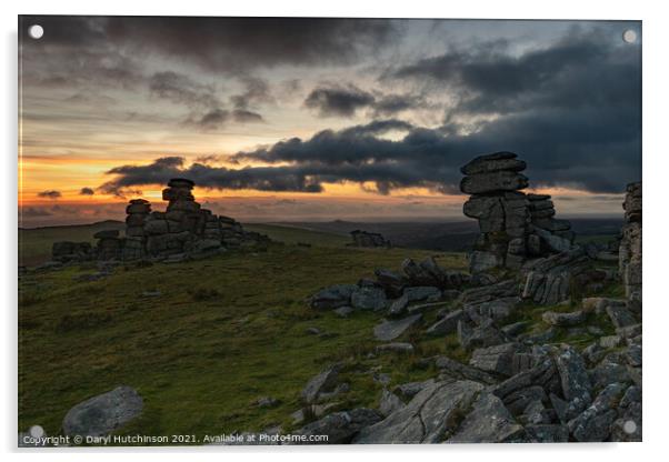 Sunset at Great Staple Tor Acrylic by Daryl Peter Hutchinson
