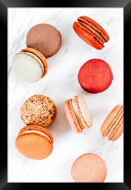 Sweet Macaron, Macarons Cookies Print, French Macaroons Framed Print by Radu Bercan