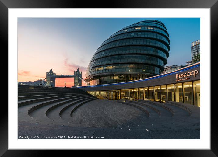 Sunrise at The Scoop London  Framed Mounted Print by John Lawrence
