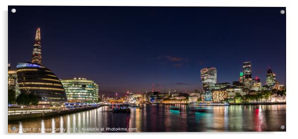 Thames Panorama at night London Acrylic by James Catley