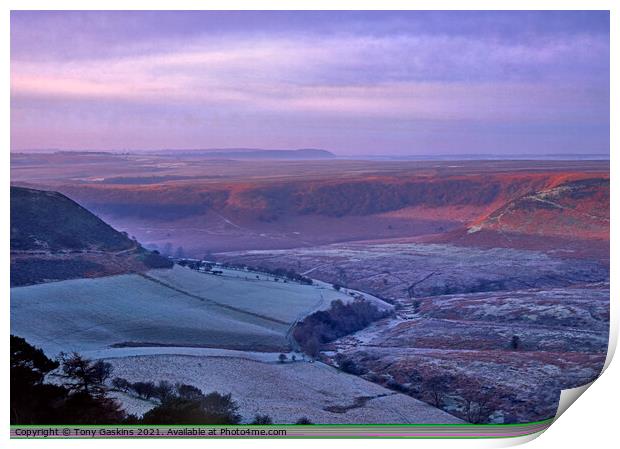 First Frost, Hole of Horcum North York Moors Print by Tony Gaskins