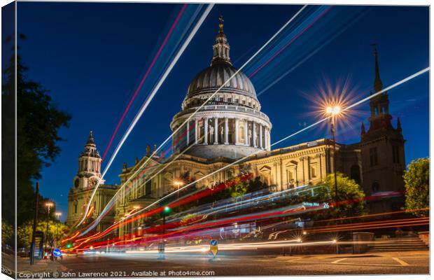 St Pauls Light Trails Canvas Print by John Lawrence