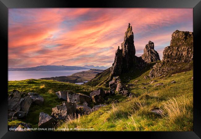 The old man of Storr on the Isle of Skye Scotland  Framed Print by PHILIP CHALK
