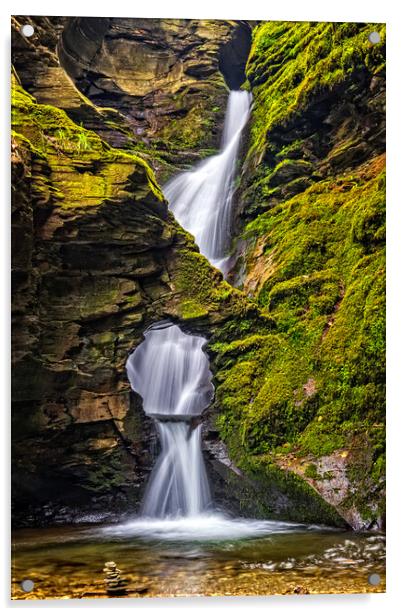 St Nectan's Glen Waterfall Acrylic by David Ross