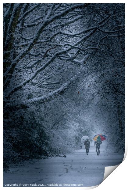 Sunday Winter Snow day walk with umbrella Print by That Foto