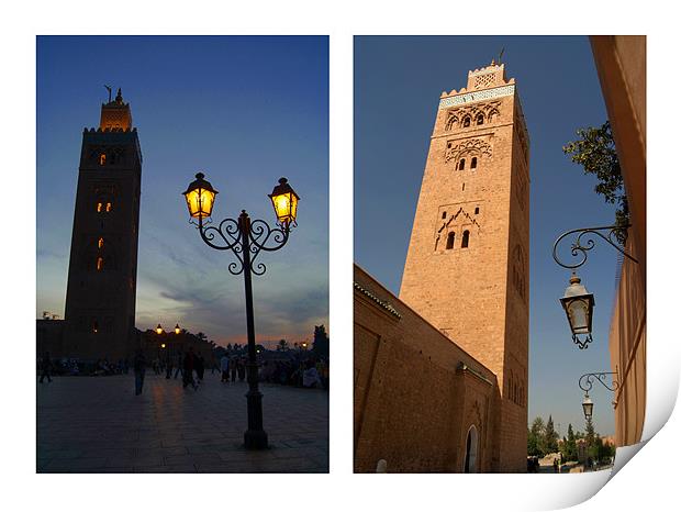 Koutoubia Mosque - Night and Day Print by Serena Bowles