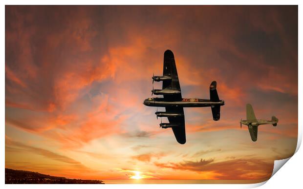 Bomber & Fighter planes Print by David Martin