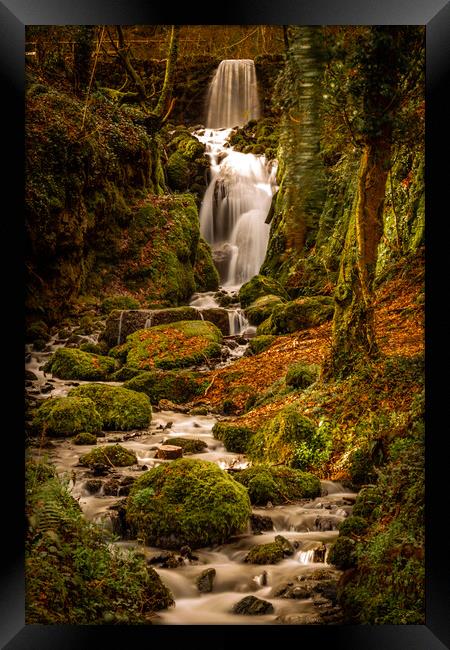 Clampitt Falls at Canonteign Devon Framed Print by John Frid