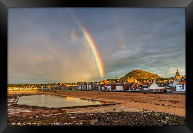 Rainbow over North Berwick Framed Print by Jim Monk