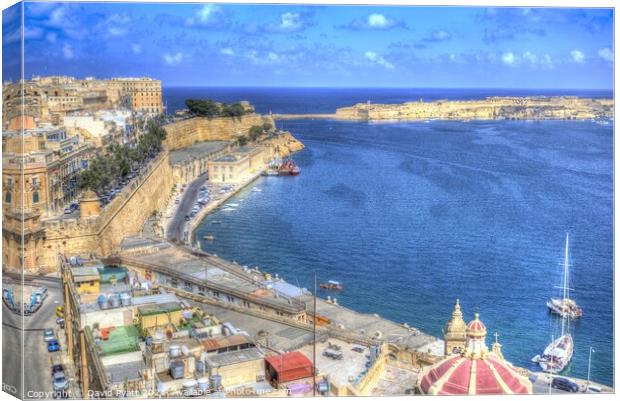 Malta Valletta Harbour  Canvas Print by David Pyatt